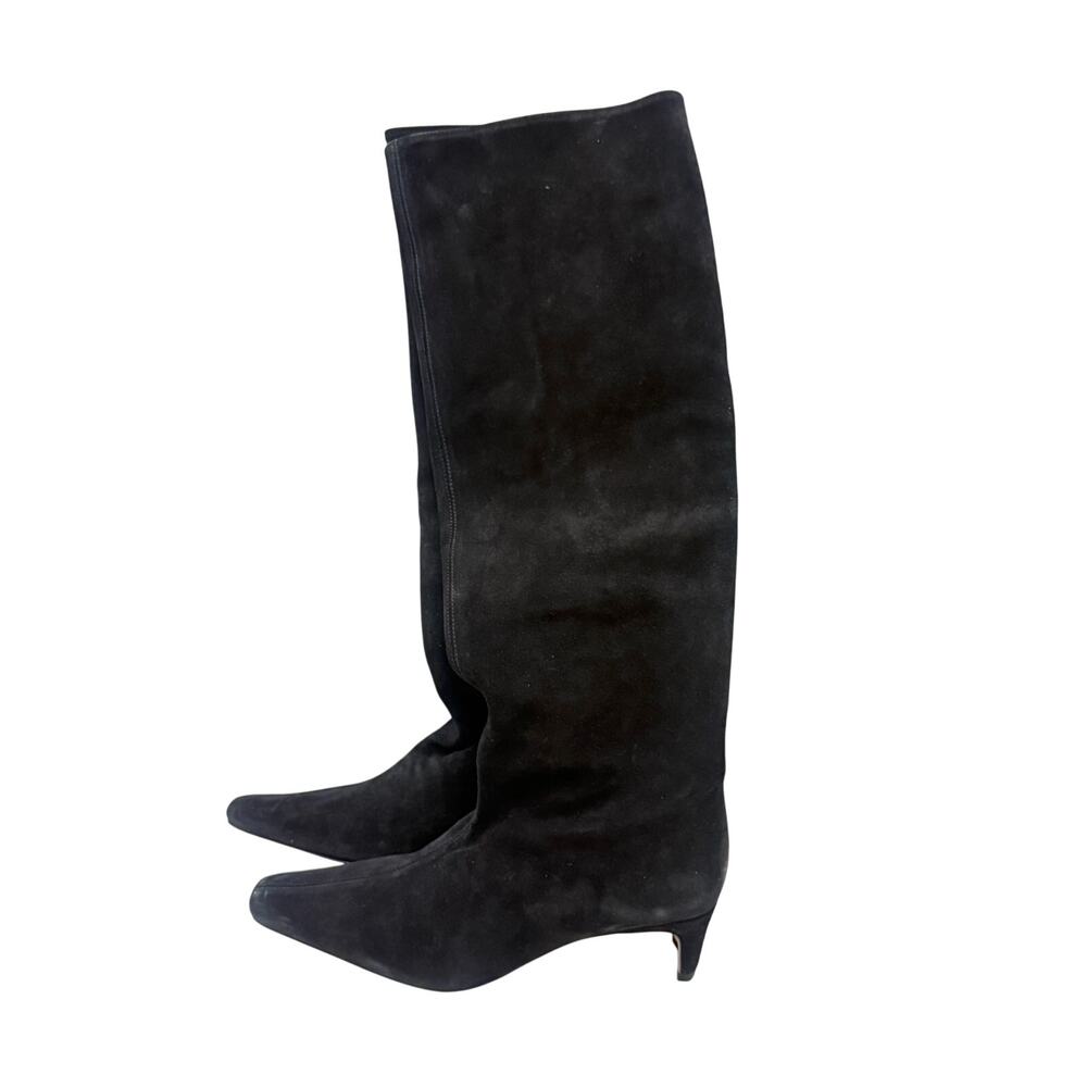 NEW STAUD Wally Black Suede Leather Tall Boots EU 36.5 US 6.5 Square Pointed Toe